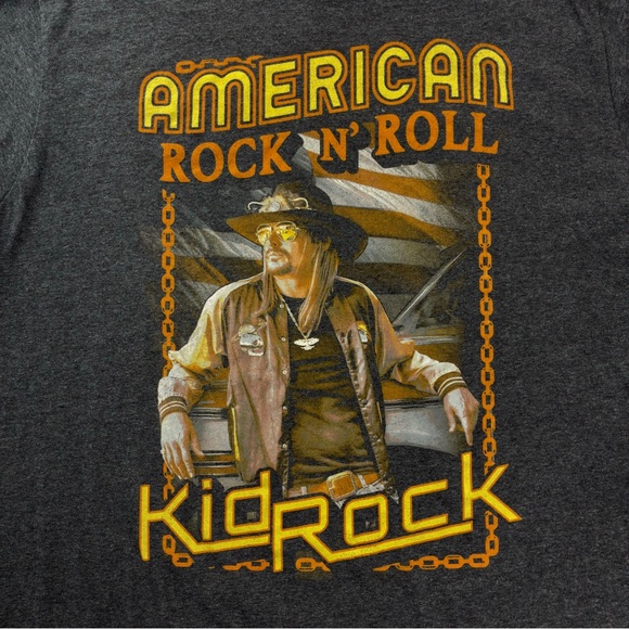 Kid Rock American Rock N Roll T-Shirt Size Large Heather Gray Detroit Rap USA - Picture 3 of 9